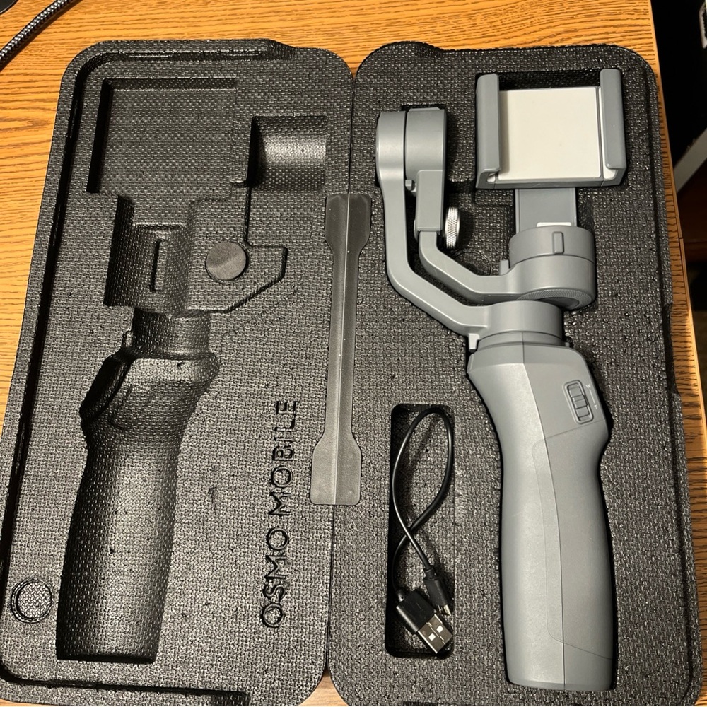 Gray Smartphone Gimbal Stabilizer with Accessories